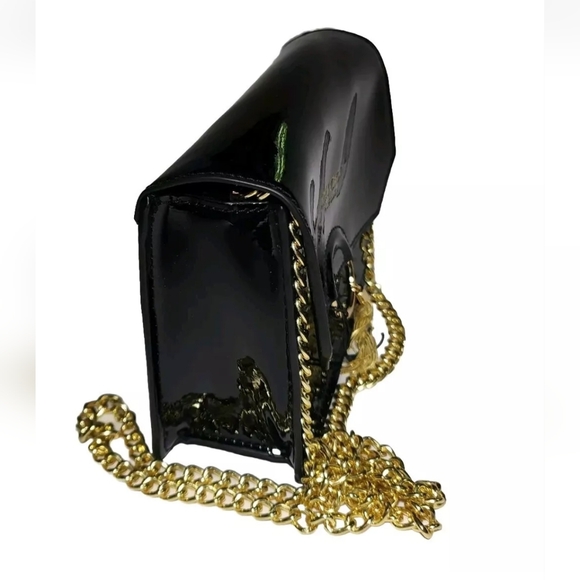JIMMY CHOO Parfums Crossbody Vinyl Small Purse Bag Gold Chain Evening Ba… - Picture 6 of 8